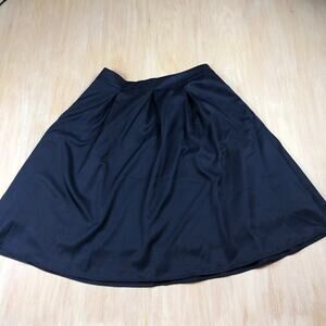 NWT Yige Dark Blue High Waist Flared Pleated Chic Office Workwear Midi Skirt 8